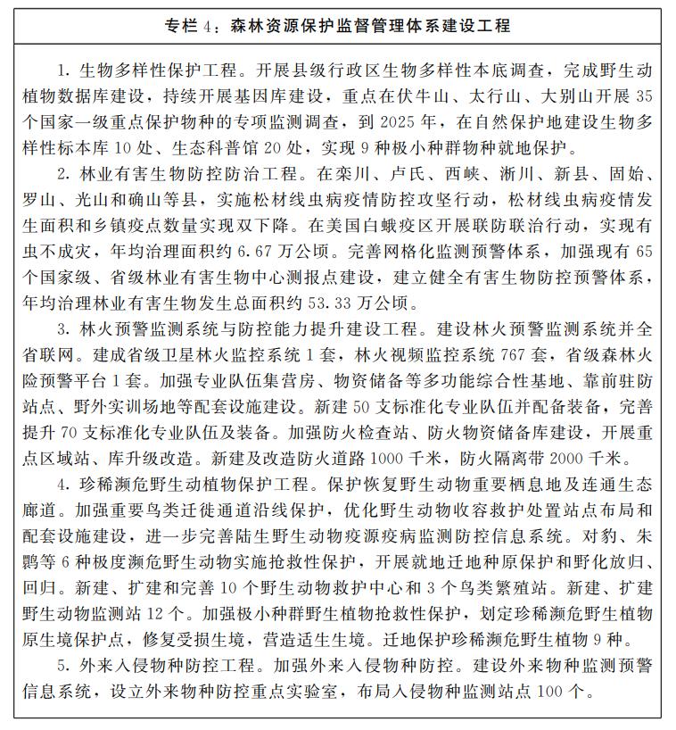 河南省人民政府<br>关于印发河南省“十四五”国土空间生态修复和<br>森林河南建设规划的通知